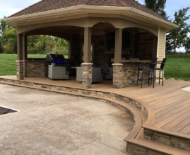 outdoor patio kitchen and deck